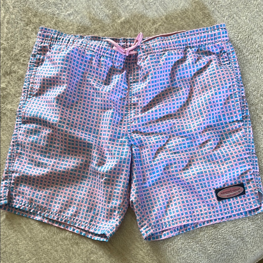 Vineyard Vines Swim Trunks Blue and Pink Lightweight